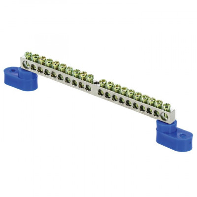 Фотография Шина 0 N (6x9мм) 20 отв. цинк 2 синих угловых изолятора EKF PROxima, артикул sn1-63-20-2