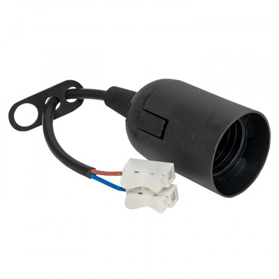 Фотография Патрон Е27 подвесной с клеммной колодкой пласт чер. индивидуальный  пакет  EKF, артикул LHP-E27-b-p