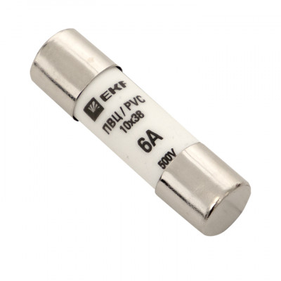 Фотография Плавкая вставка цилиндрическая ПВЦ (10х38)   6А EKF PROxima, артикул pvc-10x38-6