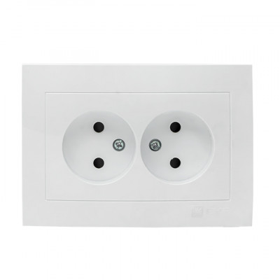 Фотография Валенсия розетка 2-местная б/з 10А белая с защ. штор. EKF PROxima, артикул EWR10-102-10