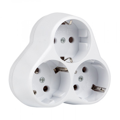 Фотография Тройник 3 гн. с/з круглый бел. 16А 250В EKF PROxima, артикул ATK16-3