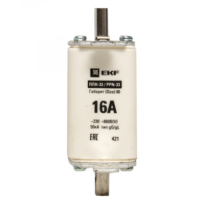 Фотография Плавкая вставка ППН-33 160/  6А габарит 00 EKF PROxima, артикул fus-33/160/6