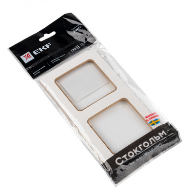 Фотография Стокгольм Рамка 2-местная белая с линией цвета шампань EKF PROxima, артикул EYM-G-303-10