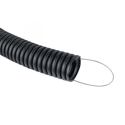 Фотография Труба гофрированная ПНД с протяжкой d32 мм (50 м) черная EKF-Plast, артикул tpnd-32n