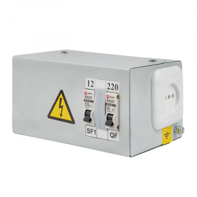 Фотография Ящик с понижающим трансформатором ЯТП 0,25кВА 220/12В EKF Basic, артикул yatp0,25-220/12v-2a