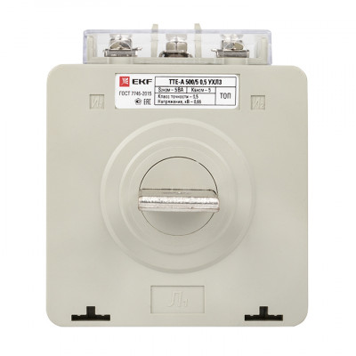 Фотография Трансформатор тока ТТЕ-A-500/5А с клеммой напряжения класс точности 0,5 EKF PROxima, артикул tte-S-500
