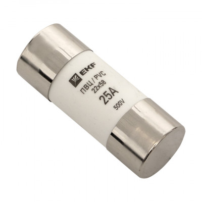 Фотография Плавкая вставка цилиндрическая ПВЦ (22х58)  25А EKF PROxima, артикул pvc-22x58-25