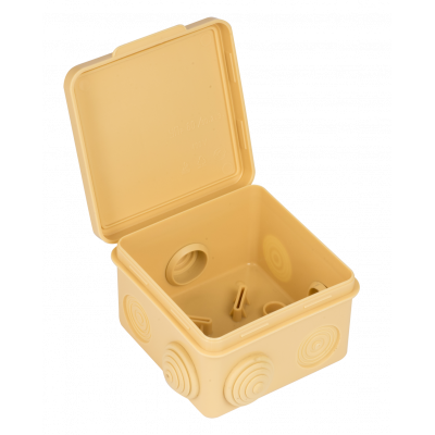 Фотография Коробка распаячная  КМР-030-031 с крышкой (80х80х50) 7 мембранных вводов светлое дерево IP54 EKF PROxima, артикул plc-kmr-030-031-s