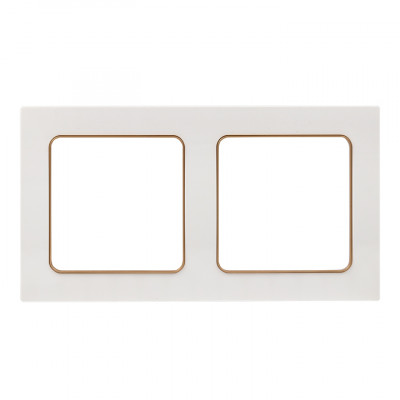 Фотография Стокгольм Рамка 2-местная белая с линией цвета шампань EKF PROxima, артикул EYM-G-303-10