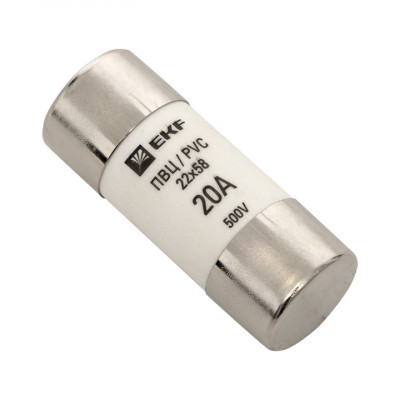 Фотография Плавкая вставка цилиндрическая ПВЦ (22х58)  20А EKF PROxima, артикул pvc-22x58-20