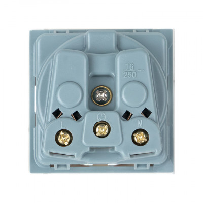 Фотография Розетка 45х45 с заземлением, прямая, белая EKF, артикул E2MR16-028-10