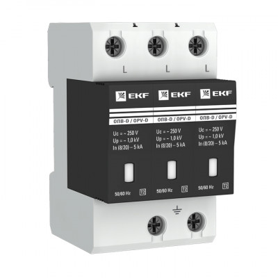 Фотография Ограничитель импульсных напряжений ОПВ-D/3P In 5кА 230В с сигн. EKF PROxima, артикул opv-d3