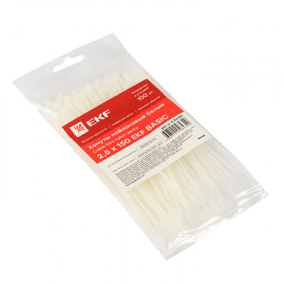 Фотография Хомут нейлоновый (2,5х150) (100шт.) EKF Basic, артикул plc-c-2.5x150