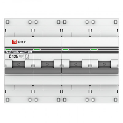 Фотография Автоматический выключатель 4P  125А (C) 10kA ВА 47-100M без теплового расцепителя EKF PROxima, артикул mcb47100m-4-125C-pro