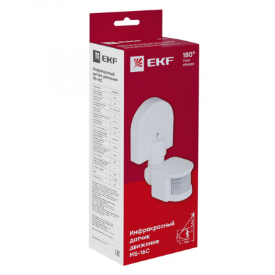 Фотография ИК датчик движения наст. 1200Вт 180гр. до 12м IP44 MS-16C EKF PROxima, артикул dd-ms-16C