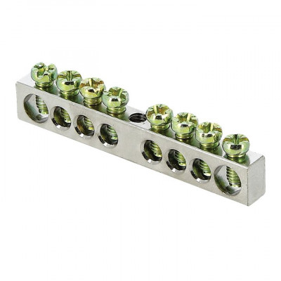 Фотография Шина PEN ноль-земля (6x9мм) 8 отв. цинк крепеж по центру EKF PROxima, артикул sn1-63-08