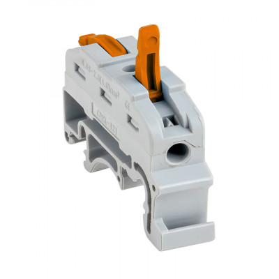 Фотография Строительно-монтажная клемма СМК 222-421 на DIN-рейку проходная 1 полюс 0,08-4мм2 (25шт.) EKF PROxima, артикул plc-smk-421-din