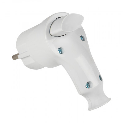 Фотография Вилка с кнопкой извлечения с/з белая 16А 250В EKF, артикул AVP-16-k