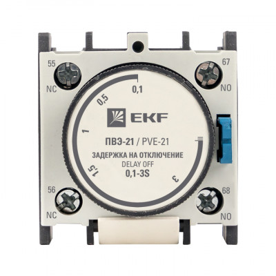 Фотография Приставка выдержки времени отключения ПВЭ-21 0,1-3сек NO+NC EKF PROxima, артикул ctr-st-21