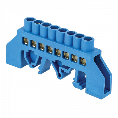 Фотография Шина 0 N (8х12мм) 12 отверстий латунь синий нейлоновый корпус комбинированный EKF PROxima, артикул sn0-125-12-dn