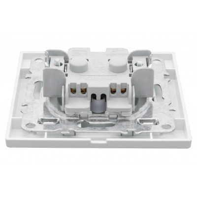 Фотография Минск Розетка 1-местная СП без заземления, 10 А, с защ.штор., белая EKF Basic, артикул ERR10-022-100