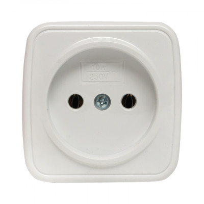 Фотография Минск Розетка 1-местная ОП 10А без заземления белая EKF Basic, артикул EGR10-022-10