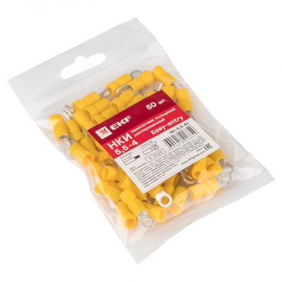 Фотография Наконечник кольцевой изолированный НКИ 6.0-4 (50шт.) EKF PROxima, артикул nki-5.5-4n