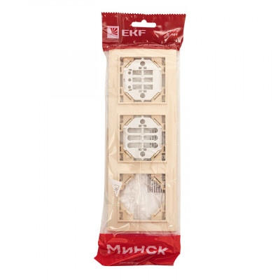 Фотография Рамка 3-местная  горизонтальная бежевый Минск EKF, артикул ERM-G-303-20