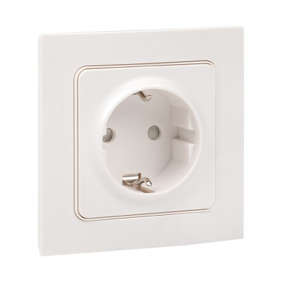 Фотография Стокгольм Розетка 1-местная с/з 16А белая с защ. штор. EKF PROxima, артикул EXR16-028-10