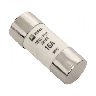 Фотография Плавкая вставка цилиндрическая ПВЦ (22х58)  16А EKF PROxima, артикул pvc-22x58-16