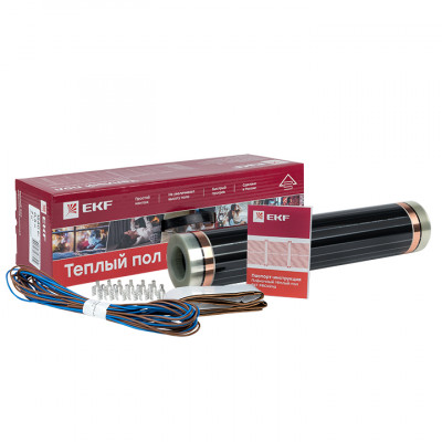 Фотография Инфракрасный пленочный теплый пол 1980Вт 9м2 ширина 0,5 метра EKF, артикул Ik-220-1980/0,5-9
