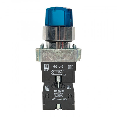 Фотография Переключатель BD33 3P c синей подстветкой 230В NO EKF PROxima, артикул xb2-bk33-b-230