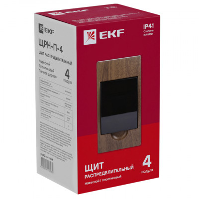 Фотография Щит распределительный навесной ЩРН-П- 4 темное дерево IP41 EKF PROxima, артикул pb40-n-4-dark