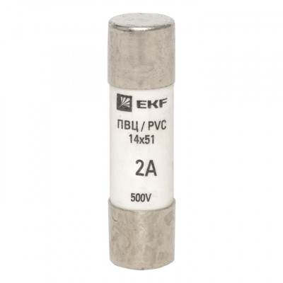 Фотография Плавкая вставка цилиндрическая ПВЦ (14х51)   2А EKF PROxima, артикул pvc-14x51-2