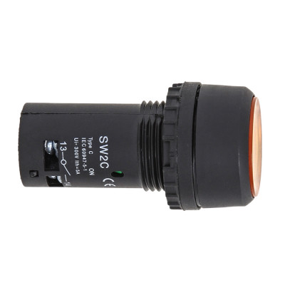 Фотография Кнопка SW2C-10D с подсветкой желтая NO 24В EKF PROxima, артикул sw2c-md-y-24