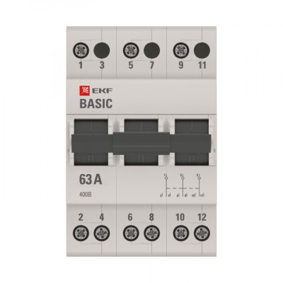 Фотография Трехпозиционный переключатель 3P 63А EKF Basic, артикул tps-3-63