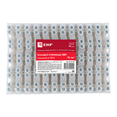 Фотография Колодка клеммная (16мм) 30А (10шт.) EKF PROxima, артикул plc-KK-16-30