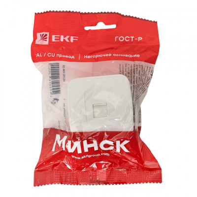 Фотография Минск Розетка Phone 1-местная ОП белая EKF Basic, артикул EGT01-034-10