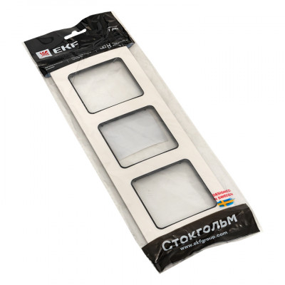 Фотография Стокгольм Рамка 3-местная белая с линией цвета черный EKF PROxima, артикул EZM-G-304-20