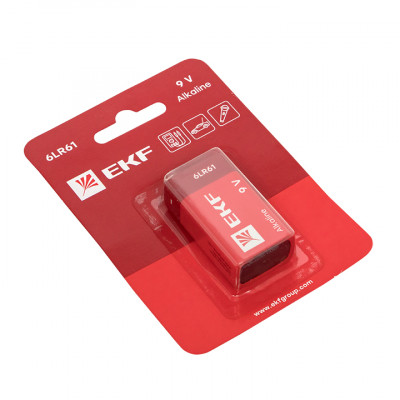 Фотография Алкалиновая батарейка типа 9V(6LR61) блистер 1шт. EKF, артикул 9V-BL1