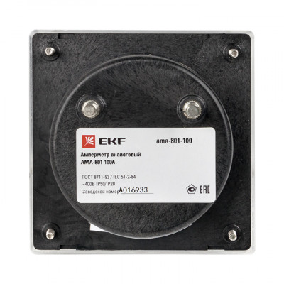 Фотография Амперметр AMA-801 аналоговый на панель (80х80) круглый вырез 100А трансф. подкл. EKF, артикул ama-801-100