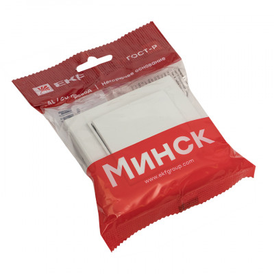 Фотография Минск Выключатель 1-клавишный СП,10А, белый EKF Basic, артикул ERV10-021-10