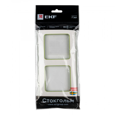 Фотография Стокгольм Рамка 2-местная белая с линией цвета зеленый EKF PROxima, артикул EXM-G-303-20