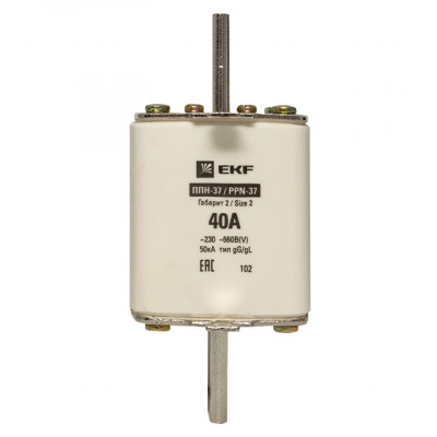 Фотография Плавкая вставка ППН-37 400/40А габарит 2 EKF PROxima, артикул fus-37/400/40