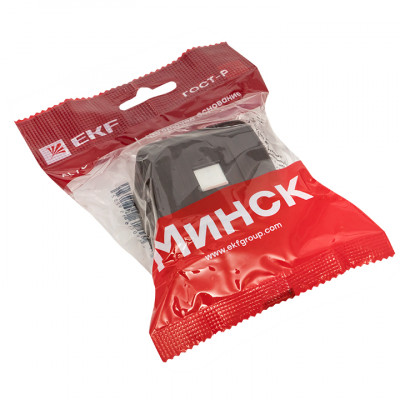 Фотография Розетка RJ-45 1-местная ОП Минск, 1А, 120В, тёмное дерево EKF, артикул EGK01-035-40