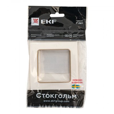 Фотография Стокгольм Рамка 1-местная белая с линией цвета шампань EKF PROxima, артикул EYM-G-302-10