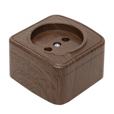 Фотография Розетка 1-местная ОП Минск 10А без заземления тёмное дерево EKF, артикул EGR10-022-40