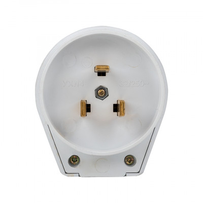 Фотография Вилка для разъема РШ-ВШ 32А 250В 2P+PE пластиковая бел. EKF, артикул AS-250-B-01