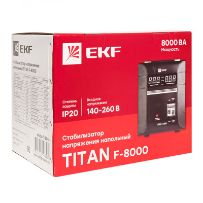 Фотография Стабилизатор напряжения напольный TITAN F-8000 EKF PROxima, артикул stab-f-8000