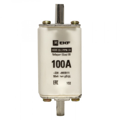 Фотография Плавкая вставка ППН-33 160/100А габарит 00 EKF PROxima, артикул fus-33/160/100